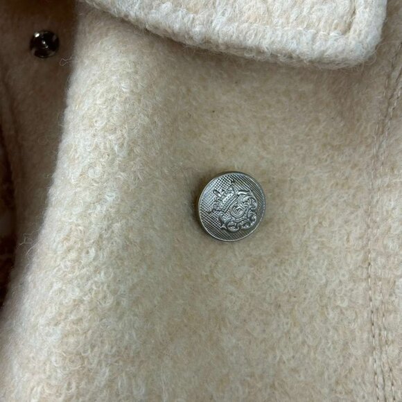 Vintage Guess Women's S Peacoat Cream Wool Blend Double Breasted Fit Flare Coat - Picture 13 of 16